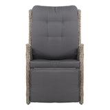 Gardeon Recliner Chairs Sun lounge Wicker Lounger Outdoor Furniture Patio Adjustable Grey