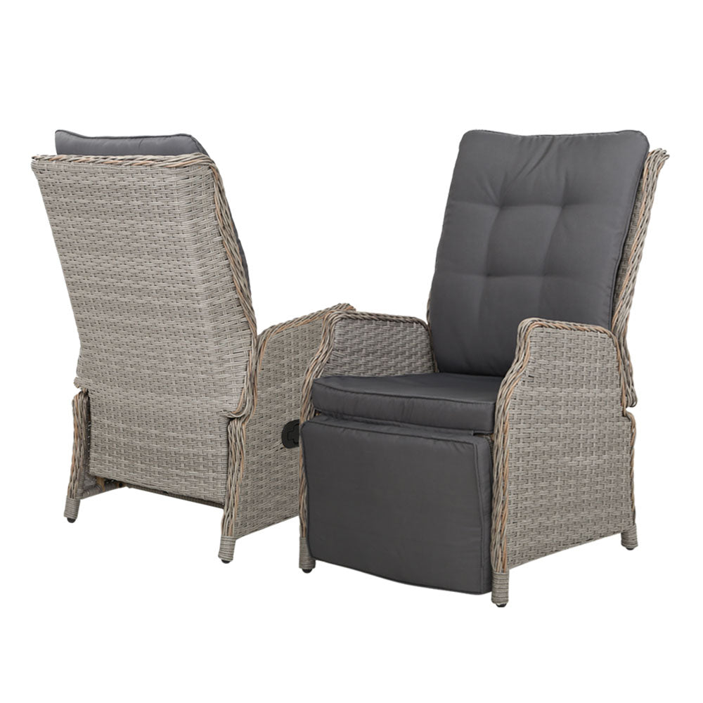 Outdoor Chairs: Gardeon Recliner Chairs Sun lounge Wicker Lounger Outdoor Furniture Patio Adjustable Grey