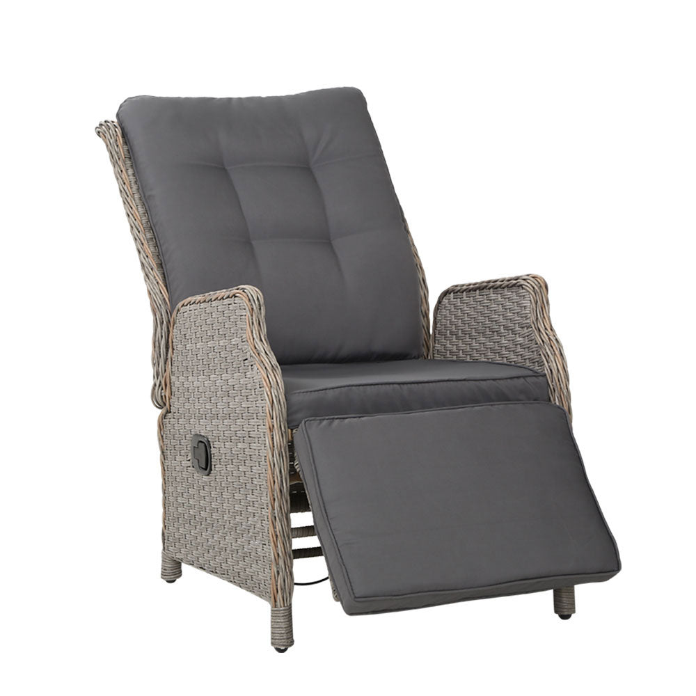 Outdoor Chairs: Gardeon Recliner Chairs Sun lounge Wicker Lounger Outdoor Furniture Patio Adjustable Grey