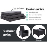 Gardeon Recliner Chair Sun lounge Wicker Lounger Outdoor Patio Furniture Adjustable Black