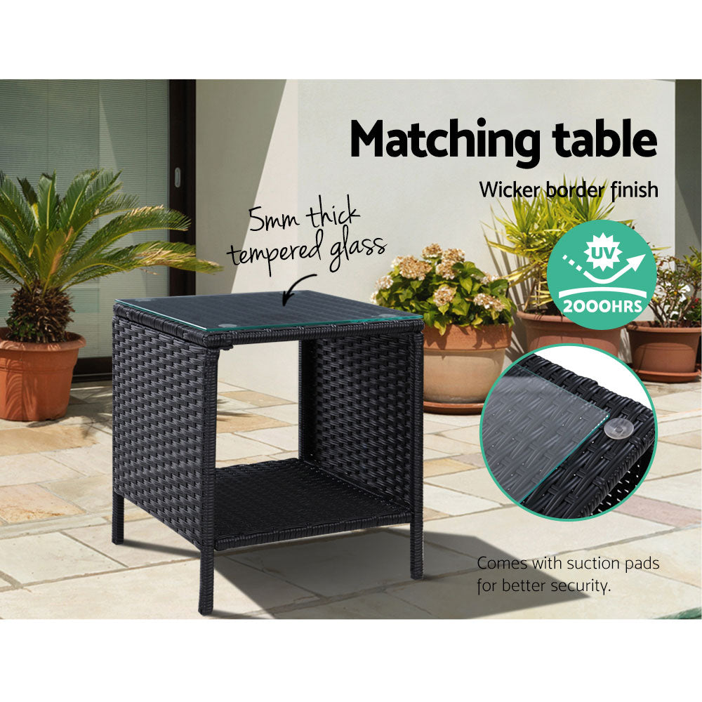 Outdoor Chairs: Gardeon 5PC Recliner Chairs Table Sun lounge Wicker Outdoor Furniture Adjustable Black