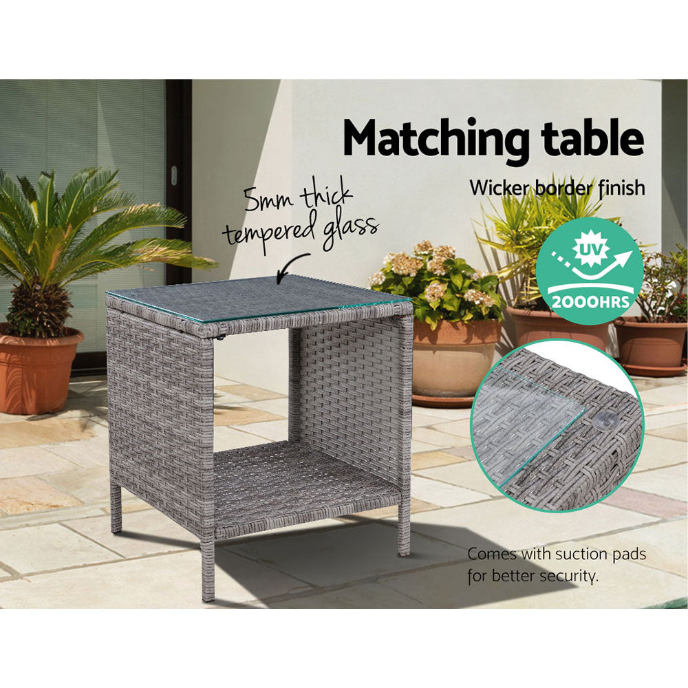 Outdoor Chairs: Gardeon 5PC Recliner Chairs Table Sun lounge Wicker Outdoor Furniture Adjustable Grey