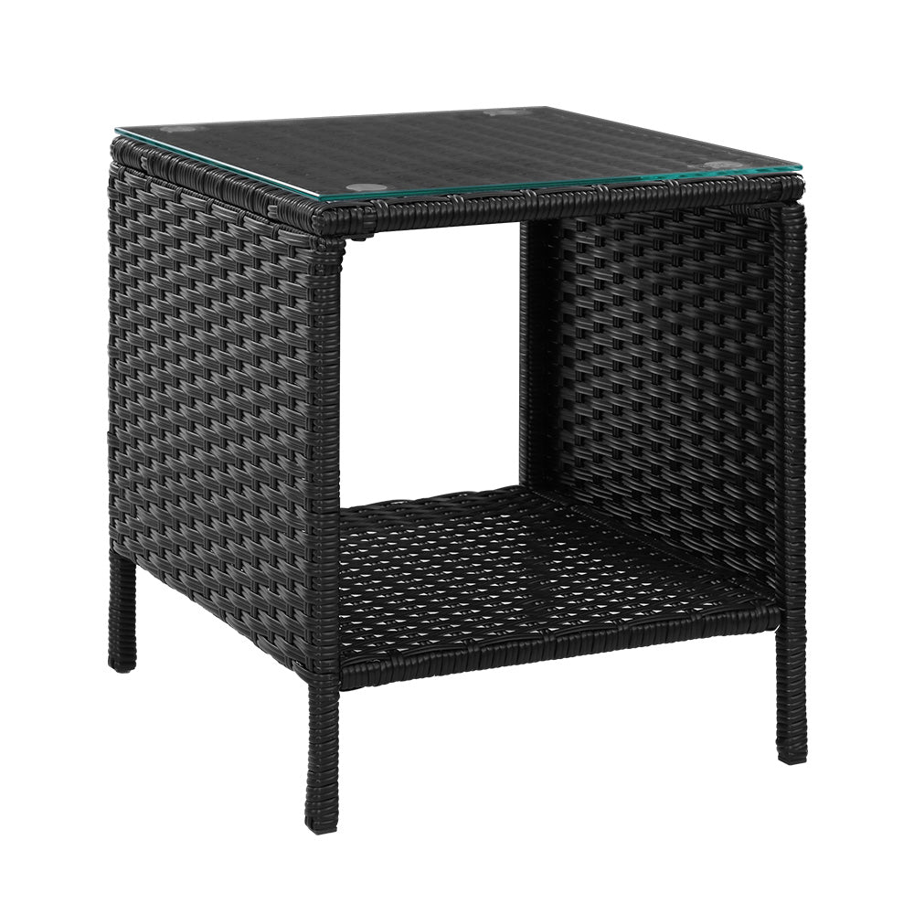 Outdoor Chairs: Gardeon Coffee Side Table Wicker Desk Rattan Outdoor Furniture Garden Black