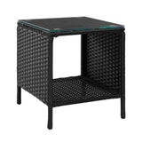 Outdoor Chairs: Gardeon Coffee Side Table Wicker Desk Rattan Outdoor Furniture Garden Black