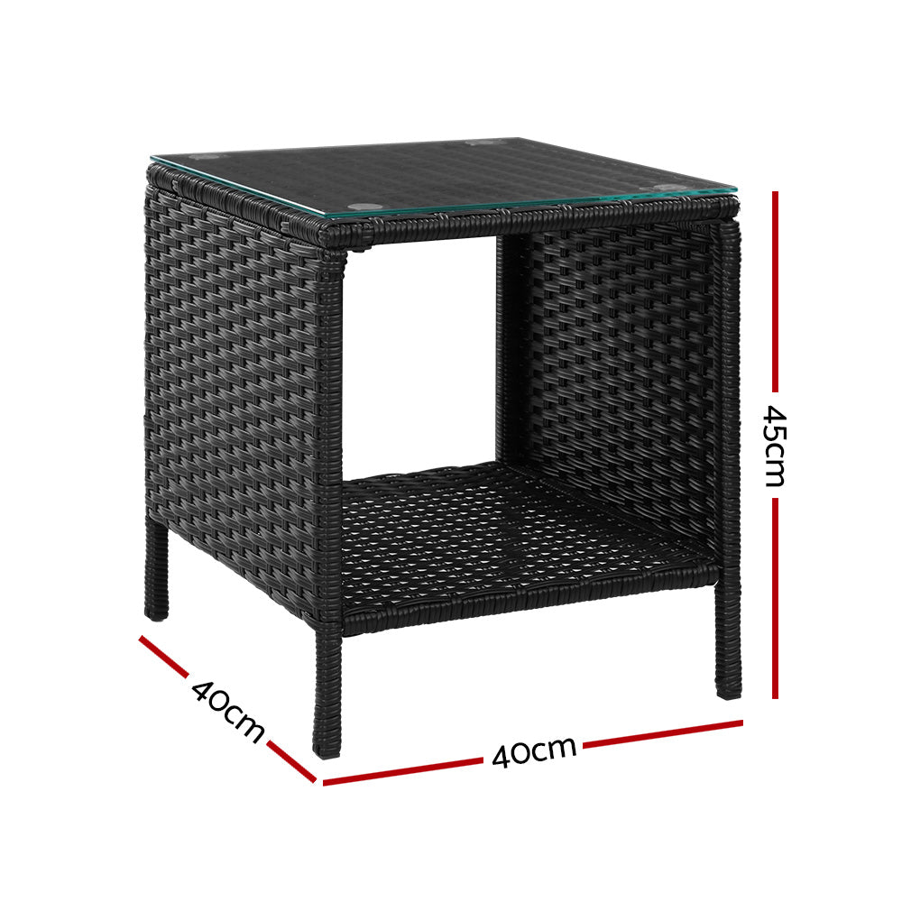 Outdoor Chairs: Gardeon Coffee Side Table Wicker Desk Rattan Outdoor Furniture Garden Black