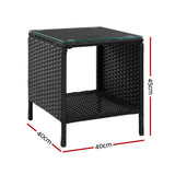 Outdoor Chairs: Gardeon Coffee Side Table Wicker Desk Rattan Outdoor Furniture Garden Black