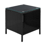 Outdoor Chairs: Gardeon Coffee Side Table Wicker Desk Rattan Outdoor Furniture Garden Black