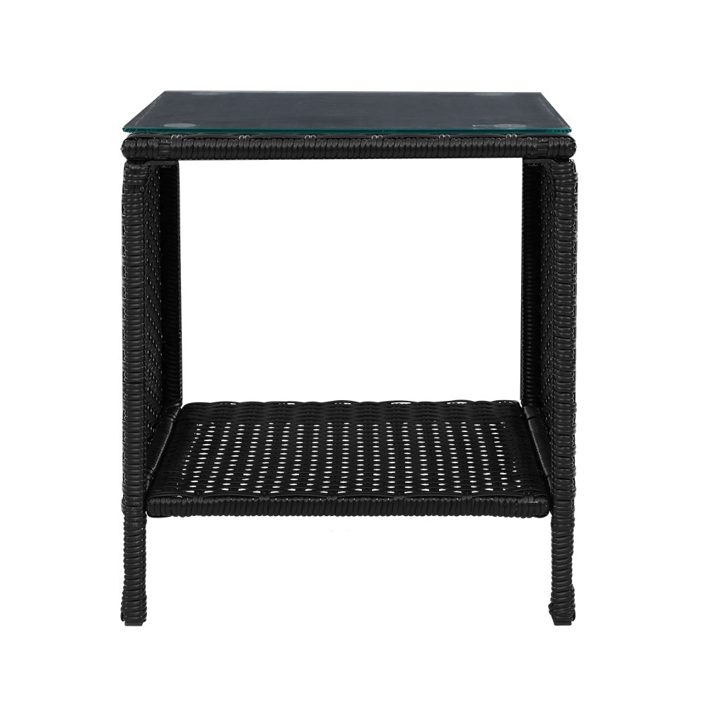 Outdoor Chairs: Gardeon Coffee Side Table Wicker Desk Rattan Outdoor Furniture Garden Black