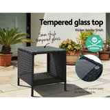 Outdoor Chairs: Gardeon Coffee Side Table Wicker Desk Rattan Outdoor Furniture Garden Black