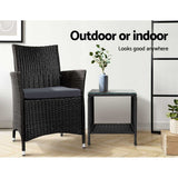 Outdoor Chairs: Gardeon Coffee Side Table Wicker Desk Rattan Outdoor Furniture Garden Black