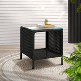 Outdoor Chairs: Gardeon Coffee Side Table Wicker Desk Rattan Outdoor Furniture Garden Black