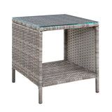 Outdoor Chairs: Gardeon Coffee Side Table Wicker Desk Rattan Outdoor Furniture Garden Grey