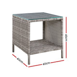 Outdoor Chairs: Gardeon Coffee Side Table Wicker Desk Rattan Outdoor Furniture Garden Grey