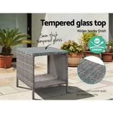 Outdoor Chairs: Gardeon Coffee Side Table Wicker Desk Rattan Outdoor Furniture Garden Grey