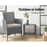 Outdoor Chairs: Gardeon Coffee Side Table Wicker Desk Rattan Outdoor Furniture Garden Grey