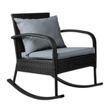 Outdoor Chairs: Gardeon Outdoor Furniture Rocking Chair Wicker Garden Patio Lounge Setting Black