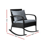 Outdoor Chairs: Gardeon Outdoor Furniture Rocking Chair Wicker Garden Patio Lounge Setting Black