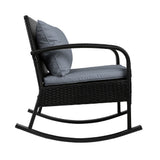 Outdoor Chairs: Gardeon Outdoor Furniture Rocking Chair Wicker Garden Patio Lounge Setting Black
