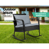 Outdoor Chairs: Gardeon Outdoor Furniture Rocking Chair Wicker Garden Patio Lounge Setting Black