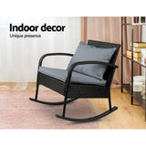 Outdoor Chairs: Gardeon Outdoor Furniture Rocking Chair Wicker Garden Patio Lounge Setting Black