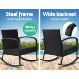 Outdoor Chairs: Gardeon Outdoor Furniture Rocking Chair Wicker Garden Patio Lounge Setting Black