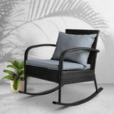 Outdoor Chairs: Gardeon Outdoor Furniture Rocking Chair Wicker Garden Patio Lounge Setting Black
