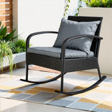 Outdoor Chairs: Gardeon Outdoor Furniture Rocking Chair Wicker Garden Patio Lounge Setting Black