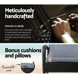 Gardeon 3PC Rocking Chair Table Wicker Outdoor Furniture Patio Bistro Set Black