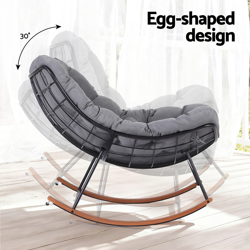 Outdoor Chairs: Gardeon Outdoor Rocking Chair Furniture Papasan Recliner Garden Patio Lounge Setting