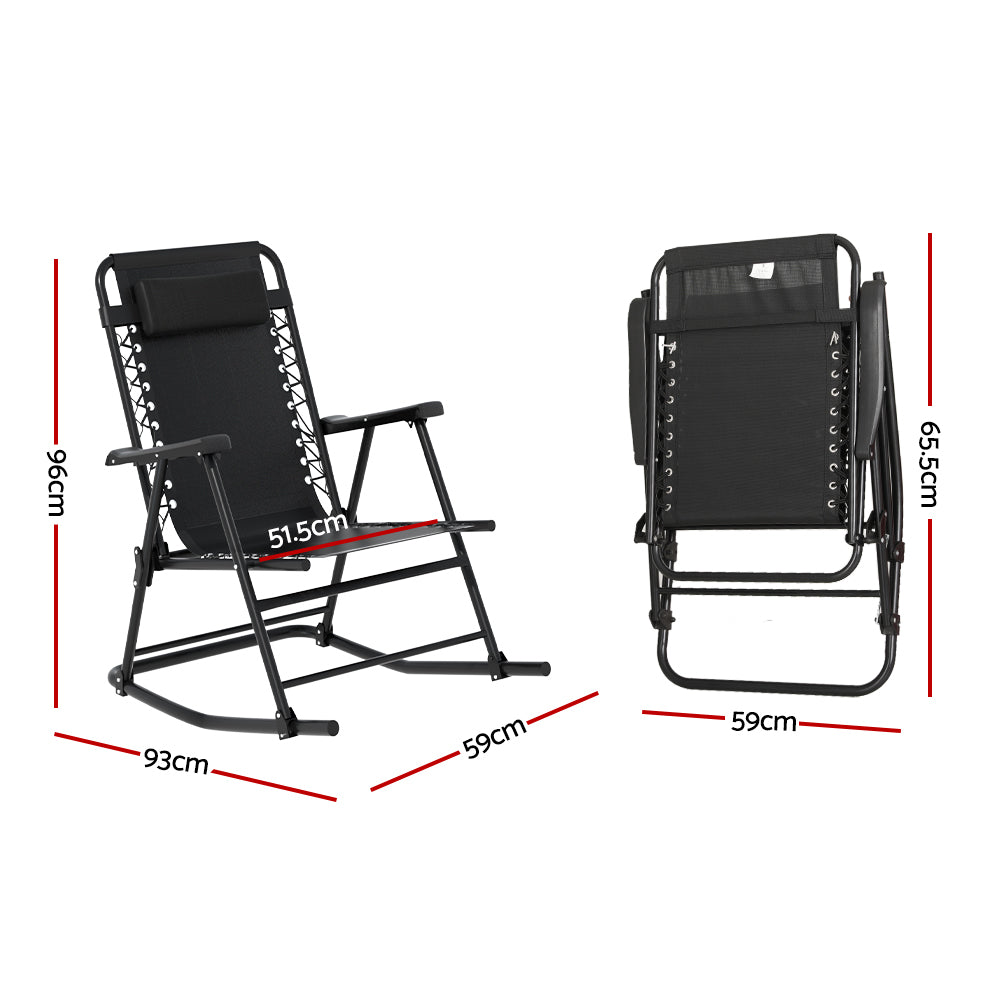 Outdoor Chairs: Gardeon Outdoor Rocking Chair Folding Reclining Recliner Patio Furniture Garden