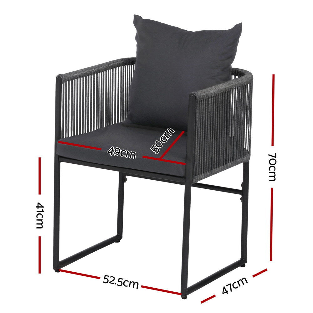 Outdoor Chairs: Gardeon 2PC Outdoor Dining Chairs Woven Rope Chair Patio Furniture Garden Steel