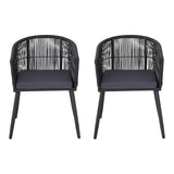 Gardeon 2PC Outdoor Dining Chairs Wicker Chair Patio Furniture Garden Steel Black