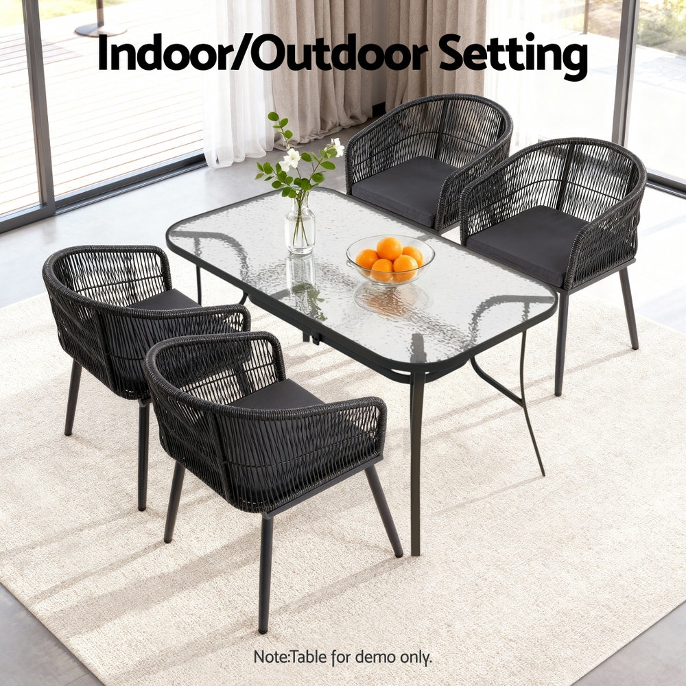 Outdoor Chairs: Gardeon 2PC Outdoor Dining Chairs Wicker Chair Patio Furniture Garden Steel Black