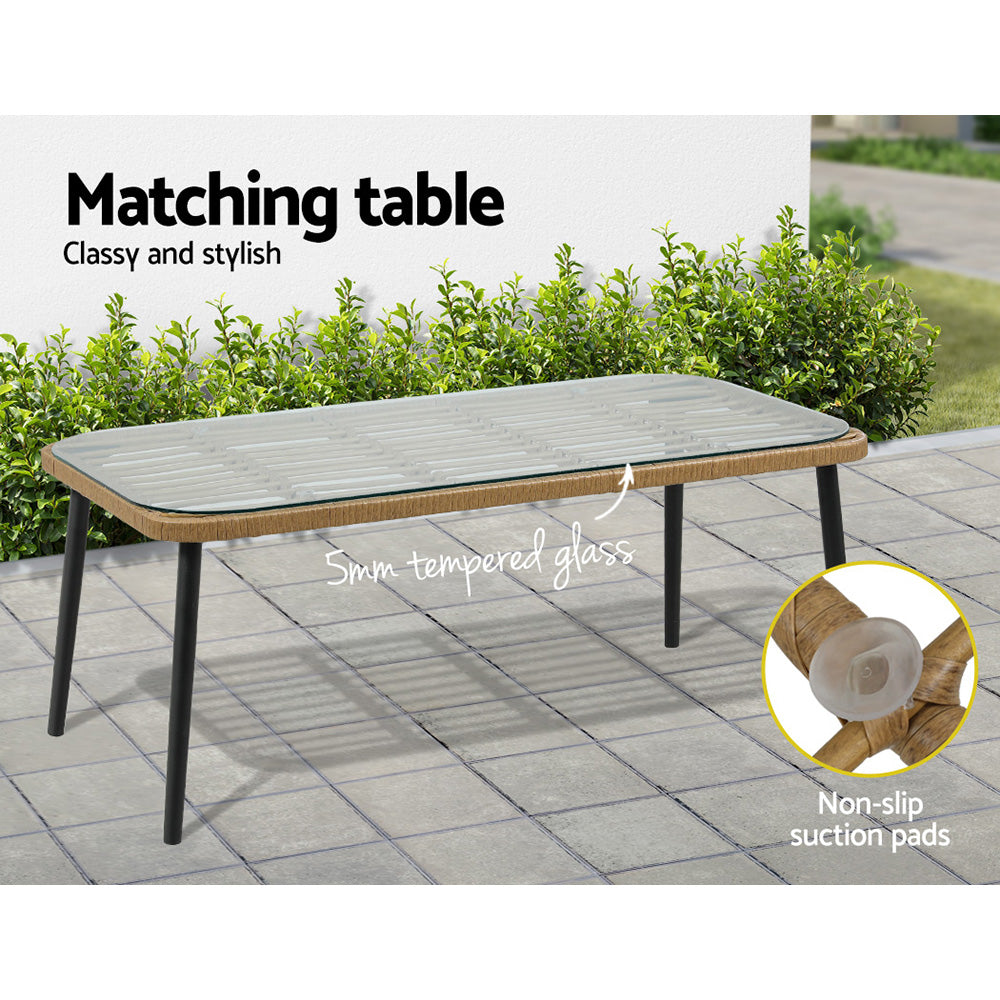 Outdoor Chairs: Gardeon 4-Piece Outdoor Sofa Set Rattan Lounge Setting Table Chairs