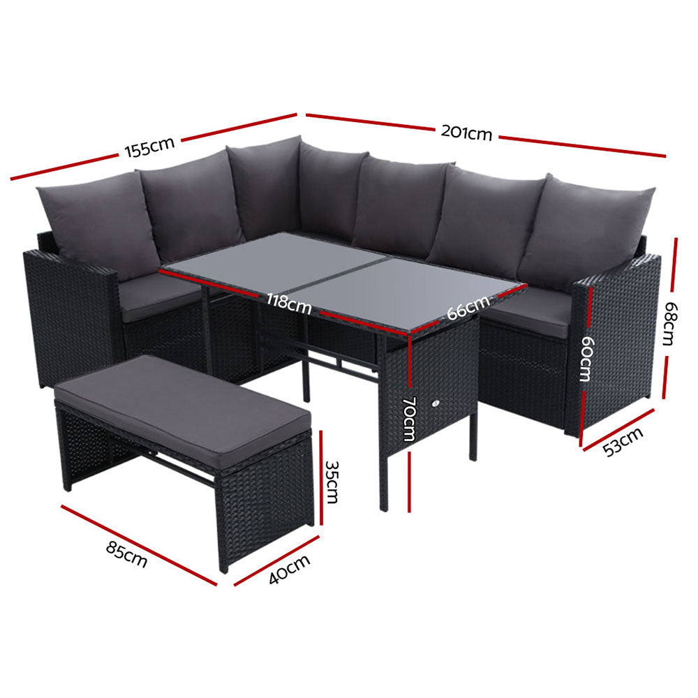 Arm Chairs & Recliners: Gardeon Outdoor Furniture Dining Setting Sofa Set Lounge Wicker 8 Seater Black