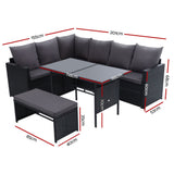 Arm Chairs & Recliners: Gardeon Outdoor Furniture Dining Setting Sofa Set Lounge Wicker 8 Seater Black