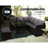 Arm Chairs & Recliners: Gardeon Outdoor Furniture Dining Setting Sofa Set Lounge Wicker 8 Seater Black