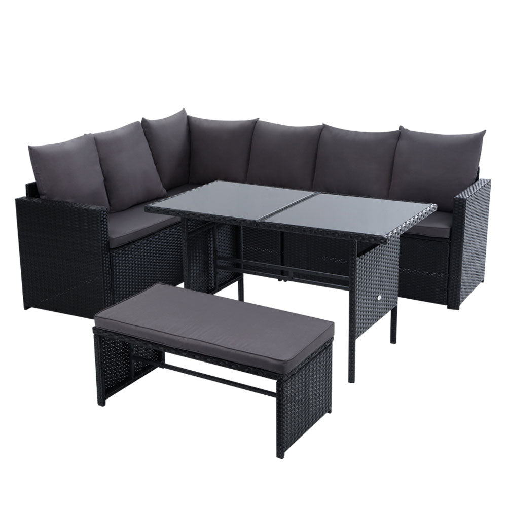 Arm Chairs & Recliners: Gardeon Outdoor Furniture Dining Setting Sofa Set Lounge Wicker 8 Seater Black