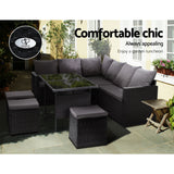 Arm Chairs & Recliners: Gardeon Outdoor Furniture Dining Setting Sofa Set Lounge Wicker 9 Seater Black