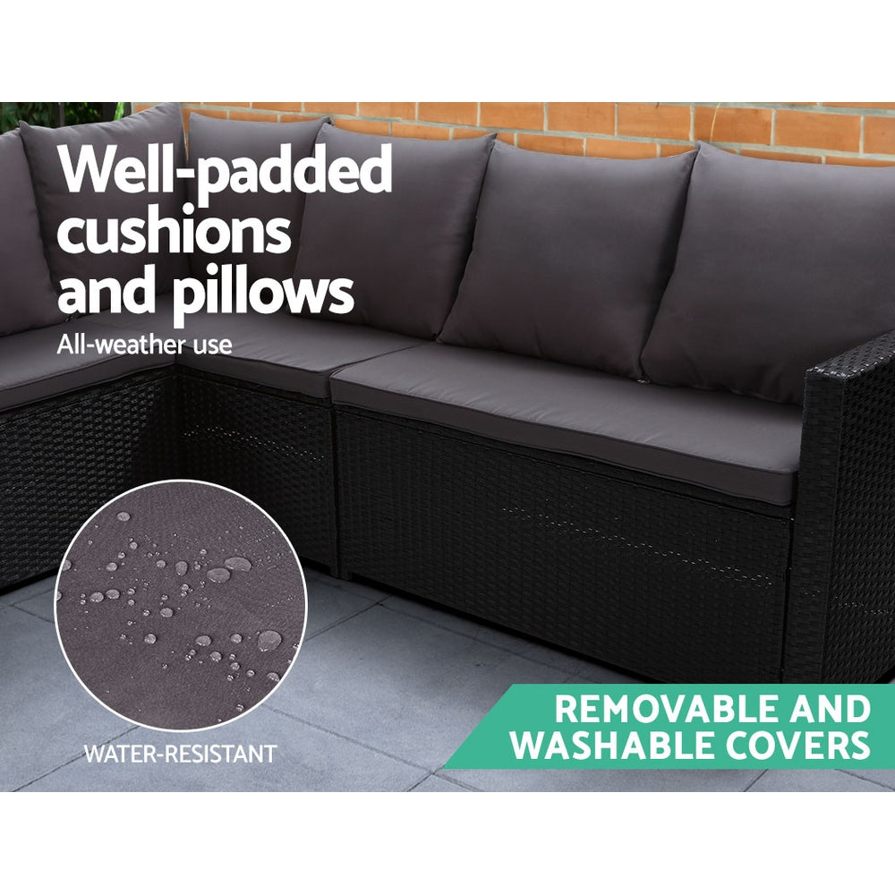 Arm Chairs & Recliners: Gardeon Outdoor Furniture Dining Setting Sofa Set Lounge Wicker 9 Seater Black