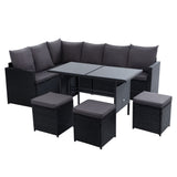 Arm Chairs & Recliners: Gardeon Outdoor Furniture Dining Setting Sofa Set Lounge Wicker 9 Seater Black