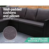 Outdoor Chairs: Gardeon Outdoor Dining Set Sofa Lounge Setting Chairs Table Ottoman Black Cover