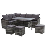 Outdoor Sofas & Lounge Sets: Gardeon Outdoor Furniture Dining Setting Sofa Set Lounge Wicker 9 Seater Mixed Grey