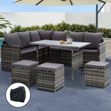 Outdoor Sofas & Lounge Sets: Gardeon Outdoor Dining Set Sofa Lounge Setting Chairs Table Ottoman Grey Cover