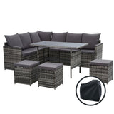 Outdoor Sofas & Lounge Sets: Gardeon Outdoor Dining Set Sofa Lounge Setting Chairs Table Ottoman Grey Cover