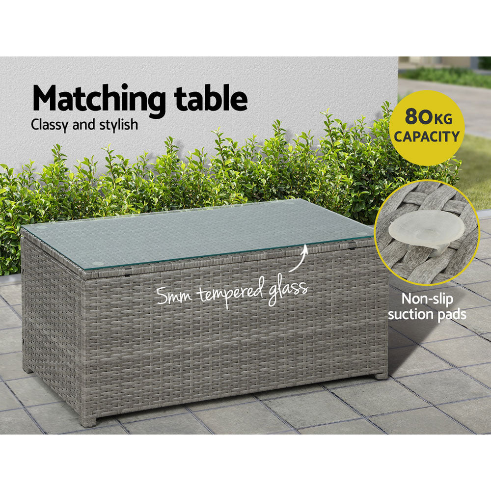 Arm Chairs & Recliners: Gardeon 4-Piece Outdoor Sofa Set Wicker Couch Lounge Setting Grey