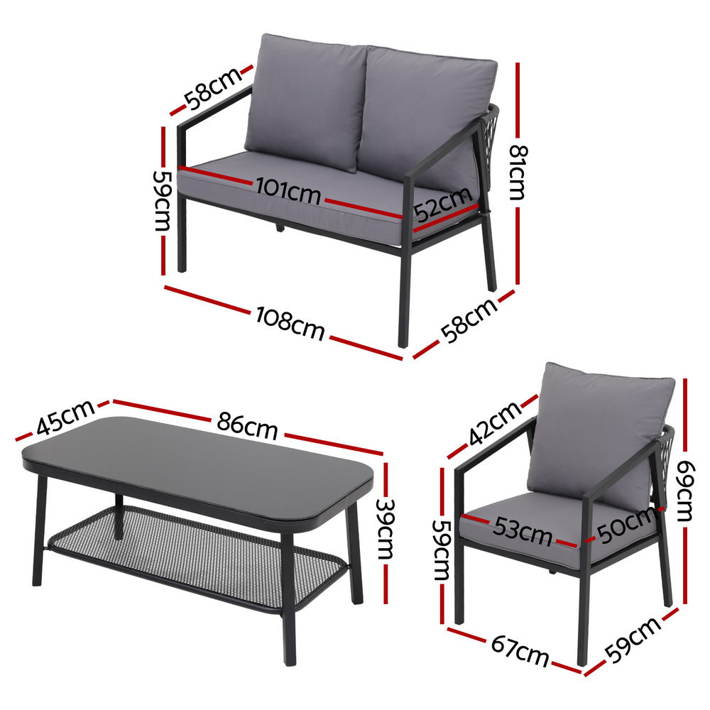 Outdoor Sofas & Lounge Sets: Gardeon 4 Seater Outdoor Sofa Set 4PCS Table Chair Setting Patio Furniture