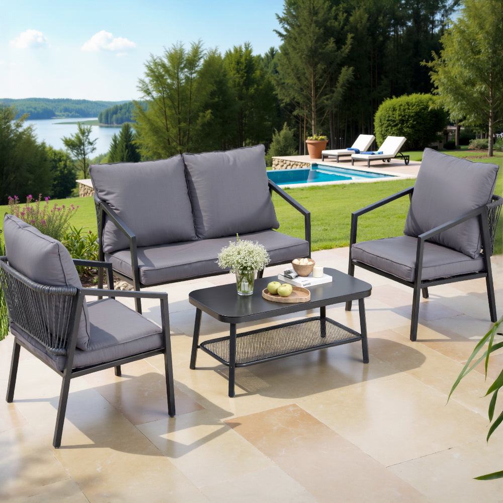 Outdoor Sofas & Lounge Sets: Gardeon 4 Seater Outdoor Sofa Set 4PCS Table Chair Setting Patio Furniture