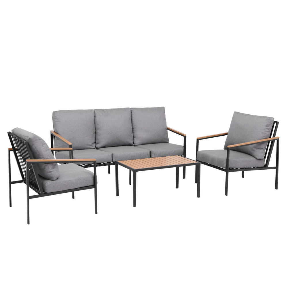 Outdoor Sofas & Lounge Sets: Gardeon 5 Seater Outdoor Sofa Set 4PCS Table Chair Garden Bench Patio Furniture