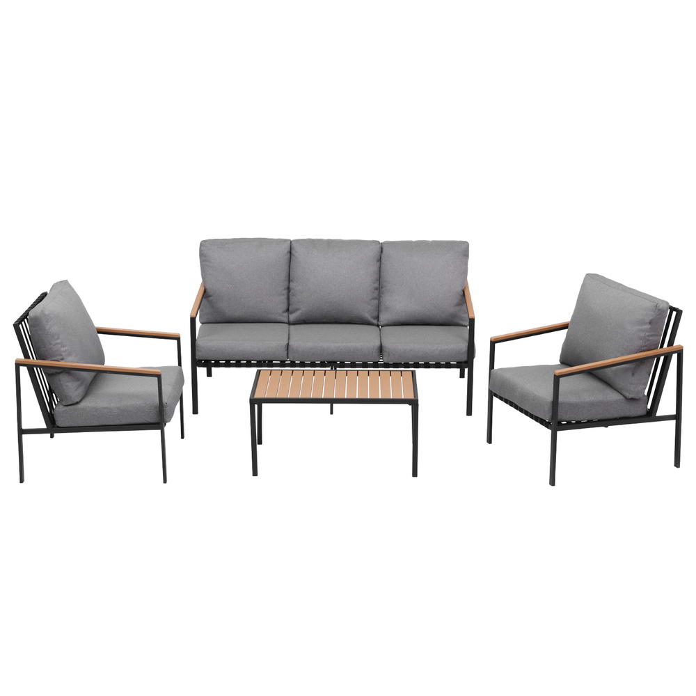 Outdoor Sofas & Lounge Sets: Gardeon 5 Seater Outdoor Sofa Set 4PCS Table Chair Garden Bench Patio Furniture